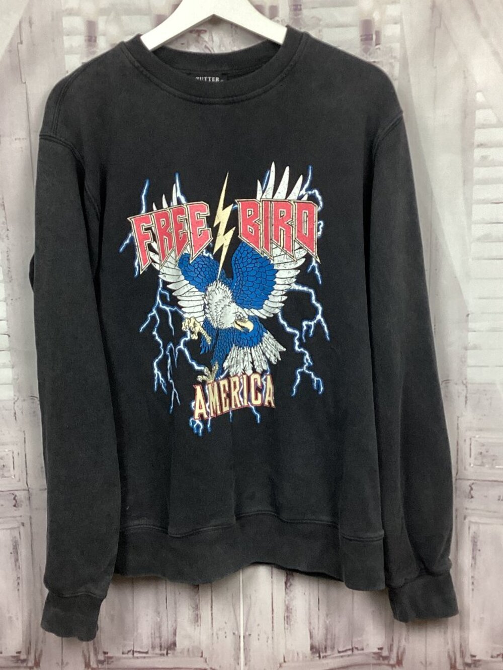 Zutter Charcoal 'Free Bird' Graphic Sweatshirt M